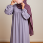 Periwinkle Abaya & Plum Stripe Scarf Set