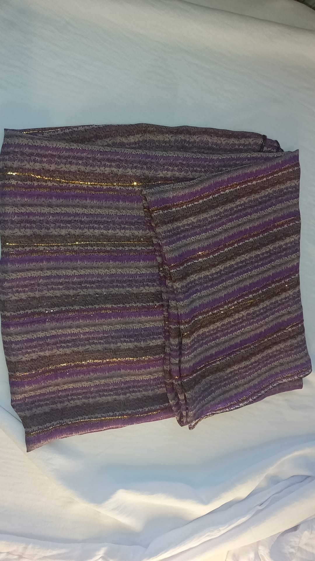 Periwinkle Abaya & Plum Stripe Scarf Set
